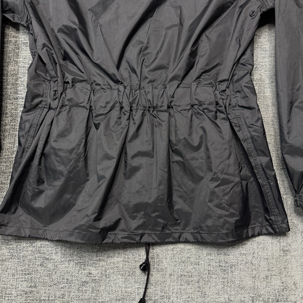 Harley Davidson Rain Jacket Womens Small Black Wind Resistant Hood Pockets Logo - Picture 10 of 13
